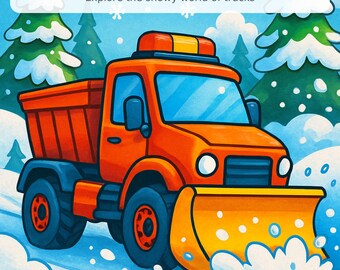 Coloriages de camions de Noël pour enfants, livre de coloriage de véhicules d'hiver à imprimer (PDF)