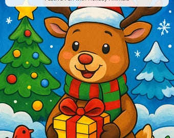 Coloriages d'animaux de Noël pour enfants, livre de coloriage de Noël à imprimer (PDF)