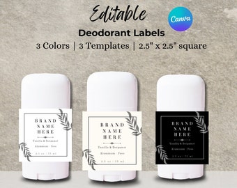 Deodorant Editable Label Template For Small Business | DIY Business Label | Cosmetic Label | Square Label Templates