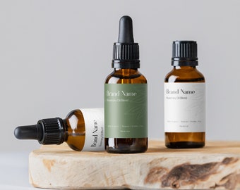 Editable Essential Oil Labels, 1 oz 2 oz 4oz, Wraparound Rectangle Template, Canva Dropper Labels