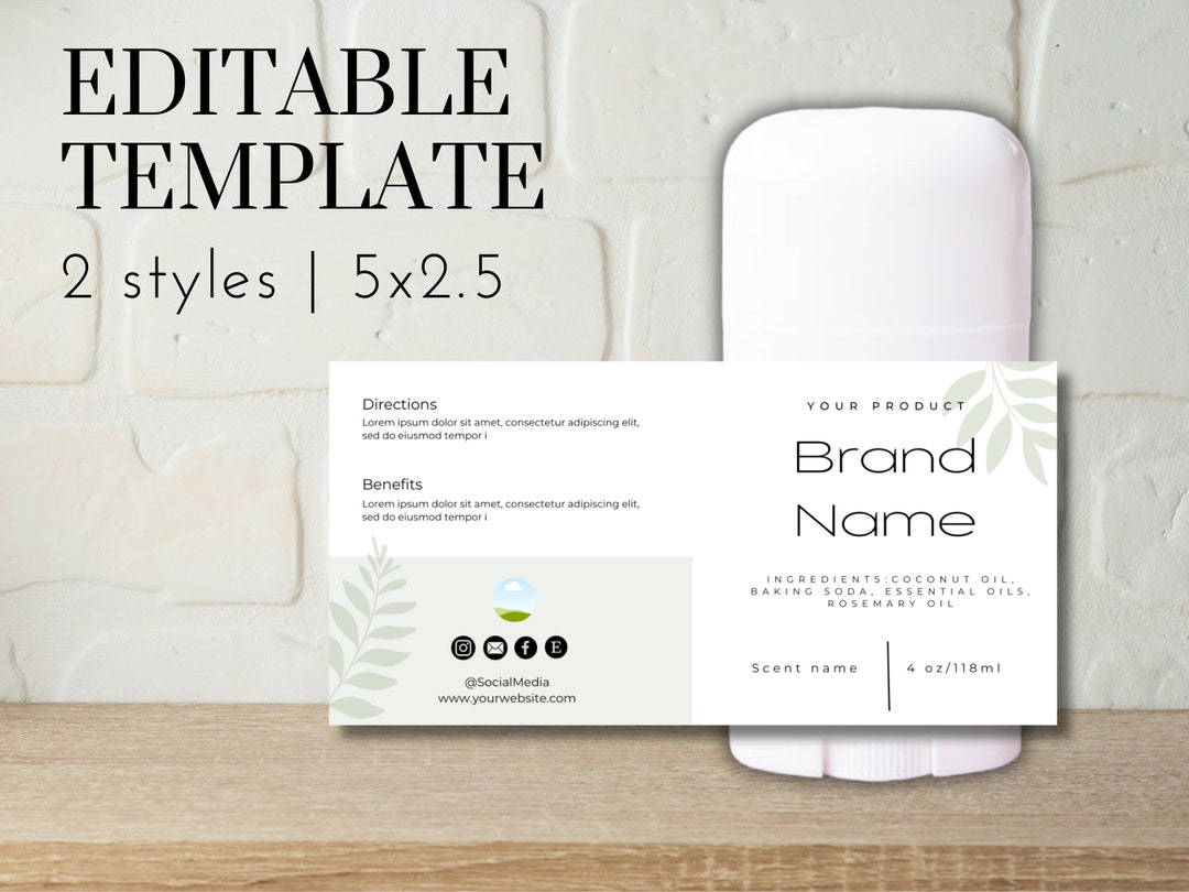 Editable Deodorant Template | 5x2.5 Wraparound | Cosmetic Label ...