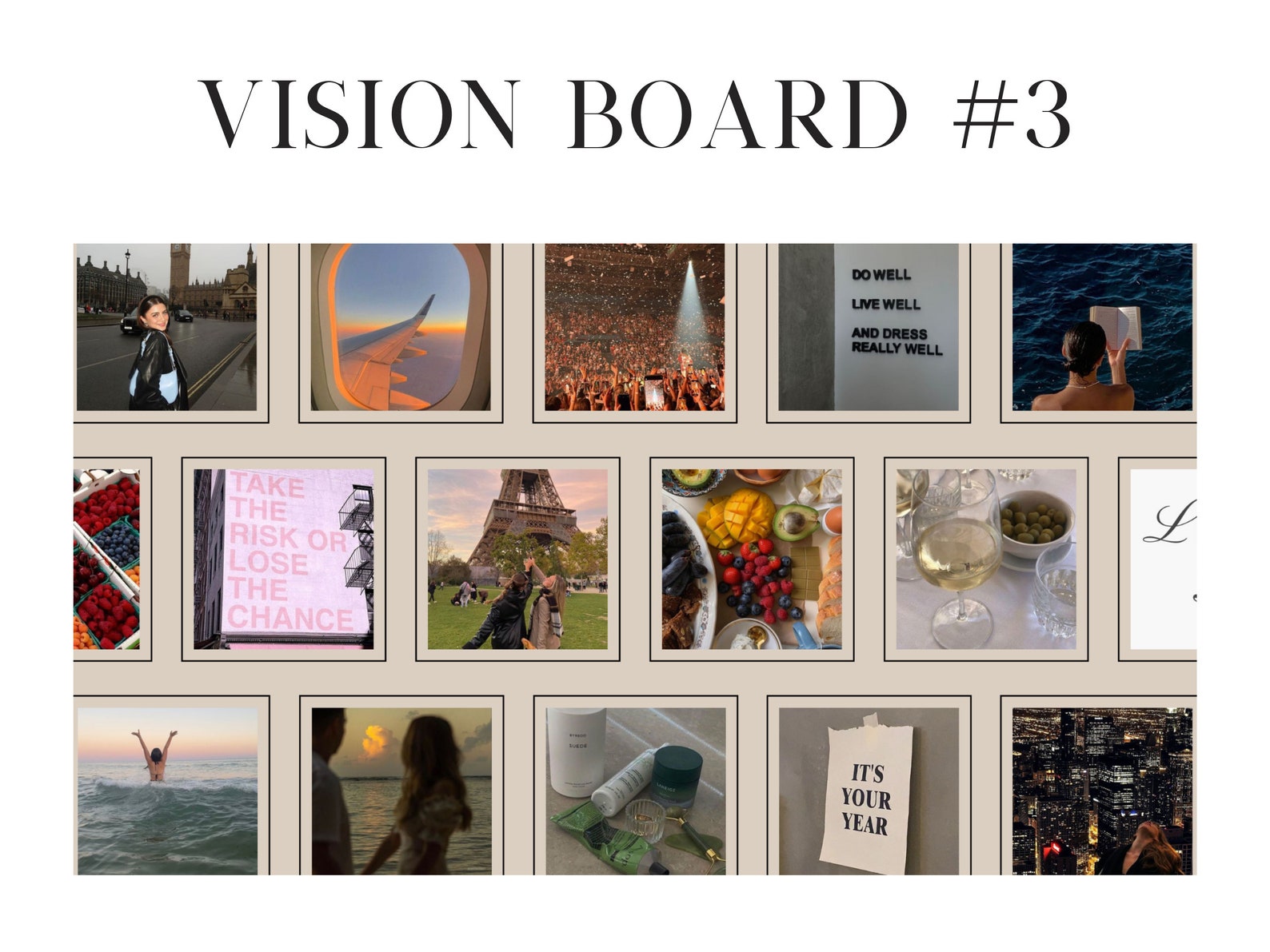 New Years Vision Board Digital Template Edit in Canva Mood Board New