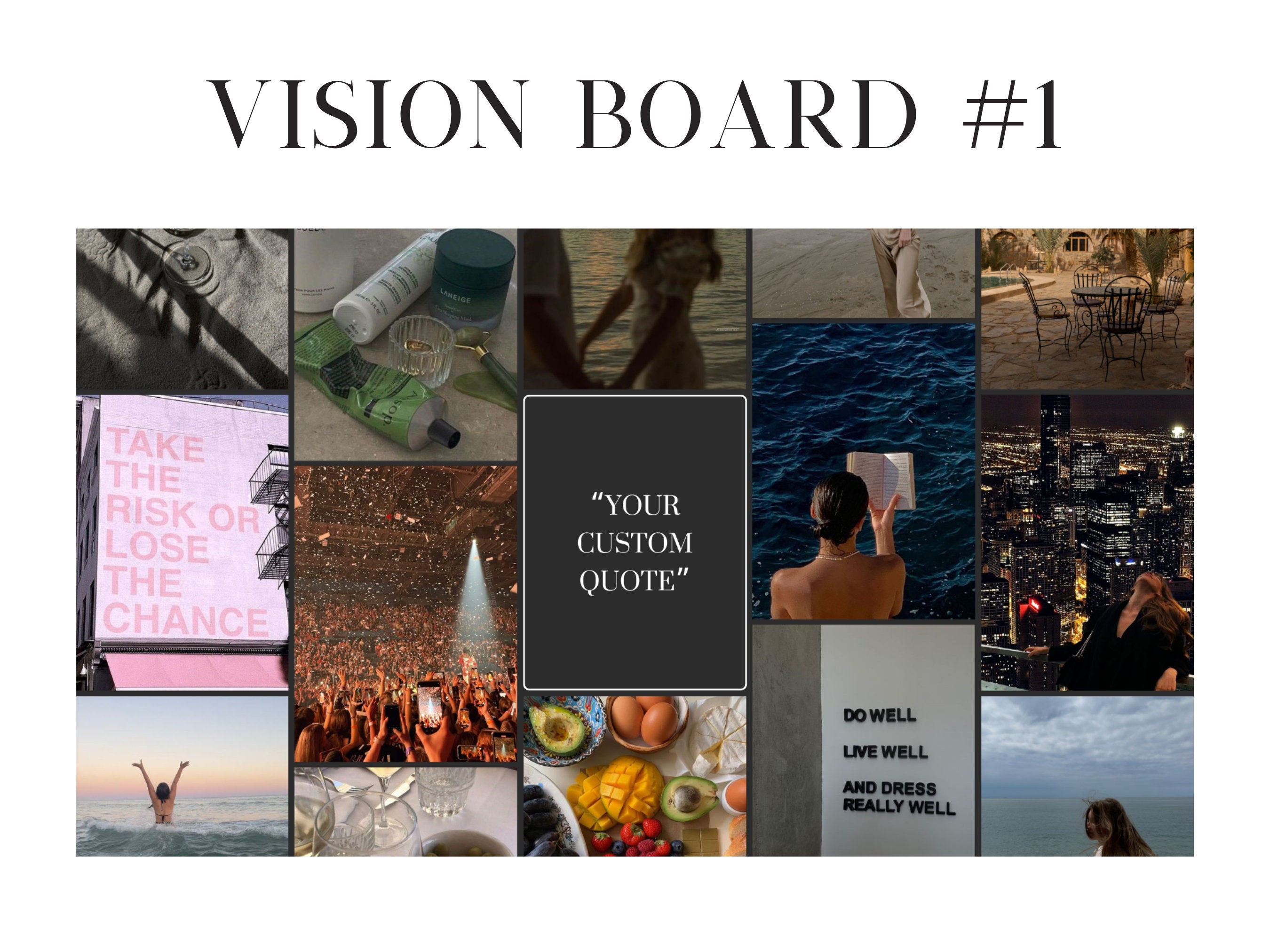 New Years Vision Board Digital Template Edit in Canva Mood Board New
