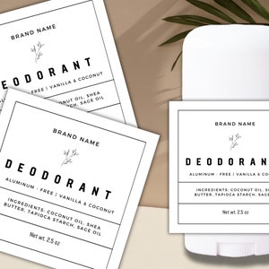 Deodorant Label Template, 3x3, 2.5x2.5 Square, Customizable in Canva, Instant Download, Small Business Packaging, Premade Branding, Simple