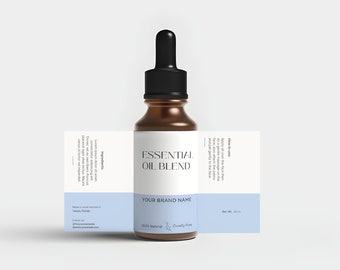 Essential Oil Editable Template Label Canva, Instant Download, Printable, Dropper Label, Glass Bottle Label, DIY Product Packaging