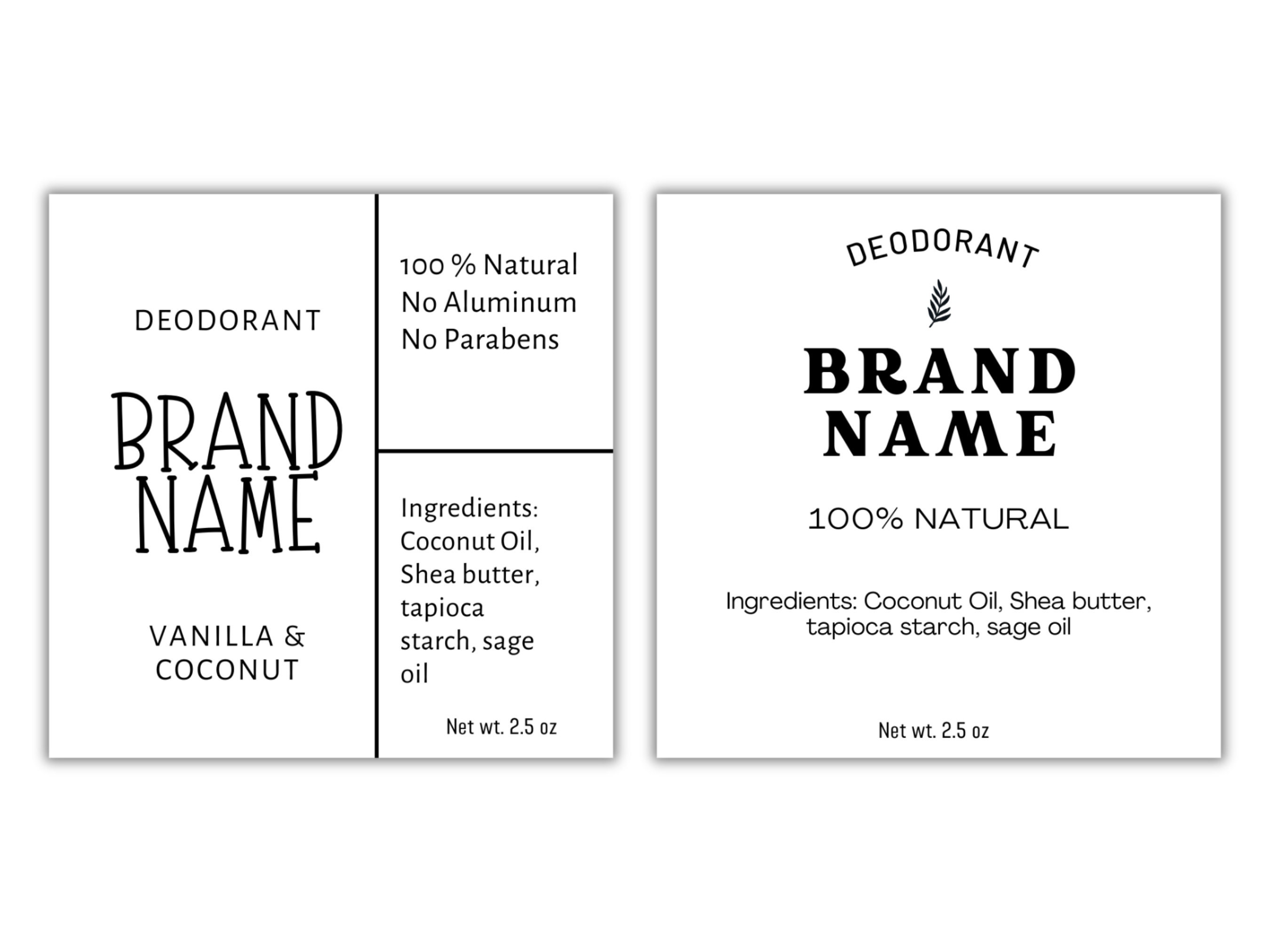 Deodorant Label Bundle, 12 Templates, 3x3, 2.5x2.5 Square, Custom in ...