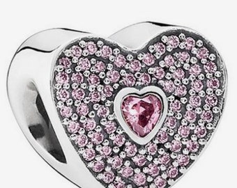 Breloques en argent 925Charms adaptables pour bracelet Pandora, Perle Coeur, argent sterling s925 et pierre zircon blanc, cadeau de Noël