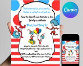 Thing 1 and Thing 2 baby shower Invitation - Party Invite - Digital Download - Canva edit - Kids Invitation