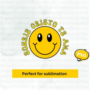Sonrie Cristo Te Ama - PNG - 昇華 - Tシャツ - デザイン - スマイリーフェイス