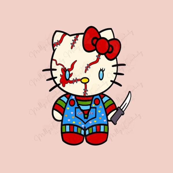 Halloween Hello-Chucky, Spooky png, Halloween, Cute Halloween, Spooky kitty, Scary Kitty, Spooky chucky