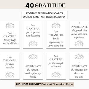 Tarjetas de afirmación de gratitud imprimibles, notas de ánimo para descargar digitalmente, tarjetas para tablero de visión, citas positivas de motivación.