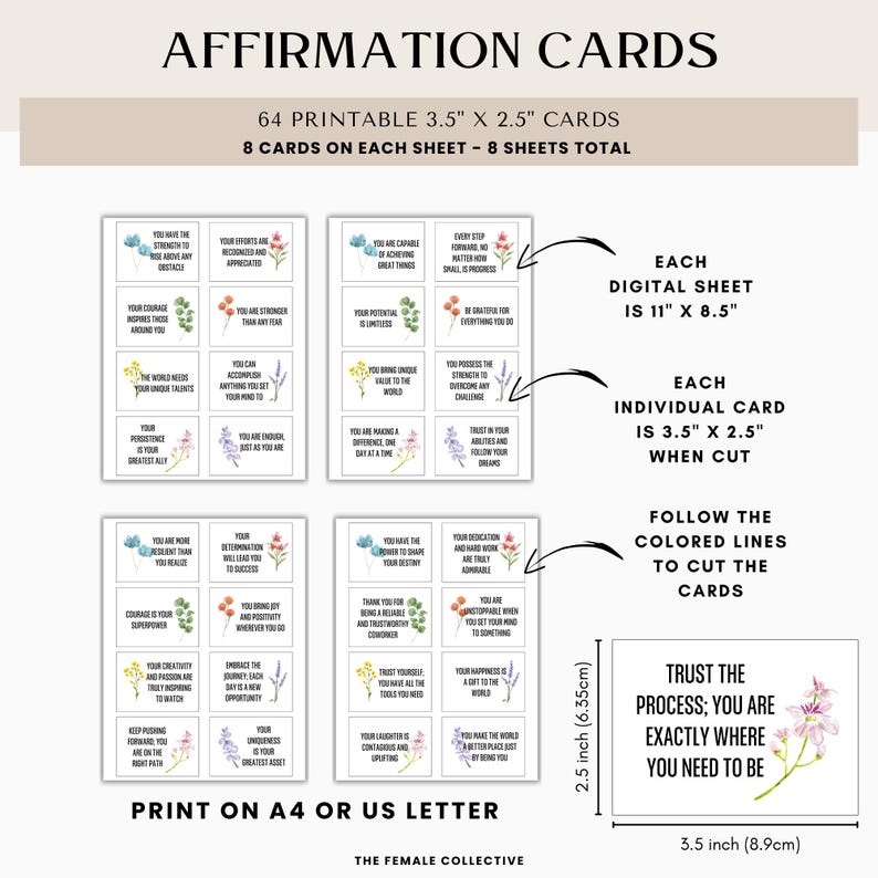 Encouragement Cards Daily Reminders Affirmations Intention Cards ...