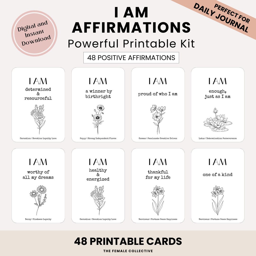 I Am Affirmations Cards 2025 Vision Board Kit Manifestation Cards Daily ...
