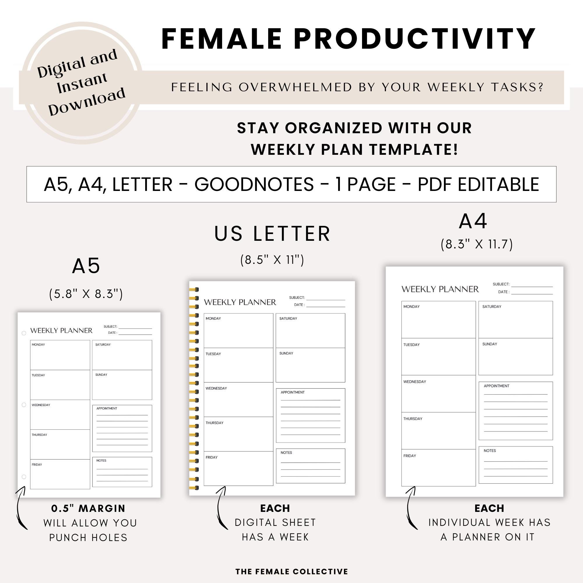 Weekly Planner Printable Landscape Undated Task Tracker Weekly to Do ...