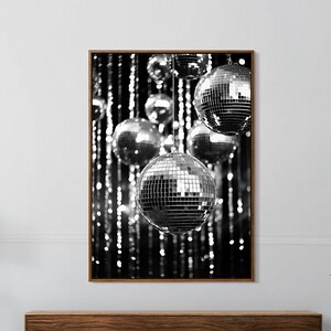 Disco Ball Print, 70&#39;s Poster, Mirrorball Print, Trendy Funky Wall Art, Coquette Room Decor, Preppy Room Decor, Bar Cart Art