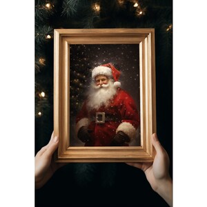 Santa Portrait snowing Vintage Christmas Wall Art Oil Painting, Christmas Art Home Print Decor, Christ Gift Print, Download Printable