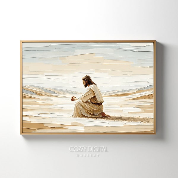 Jesus Desert | Jesus Inspired Home Christian Decor | Bible-Themed Horizontal Wall Art