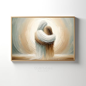 Holy Embrace Oil Painting Print, Jesus & woman Portrait, Jesus Scripture Print Wall Art, Jesus Home Decor | Digital Download Printable