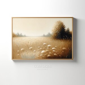 Printable Wildflower Field Landscape Oil Painting, Vintage Landscape Art Print, Country Field Wall Art, Printable Download Home Decor