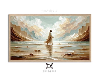 Jesus walking on water, SAMSUNG Frame TV Art, Christian Parable , Digital Download Tv Art