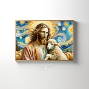 Jesus Leaves the 99, Jesus Art, Bible Art, Jesus Good Shepherd, WALL Art, One Lost Sheep, DIGITAL PRINT!