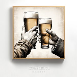 Bier proost print | Bier roosteren afdrukbare muurkunst | barwagen kunst | | Woondecoratie Vierkant printcadeau | Digitale download afdrukbaar