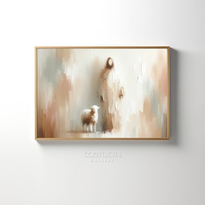 Jesus Leaves The 99 Parable of The Lost Sheep | LDS Home Decor | Horizontal Bible Wall Art | Christian Faith Home Decor Print