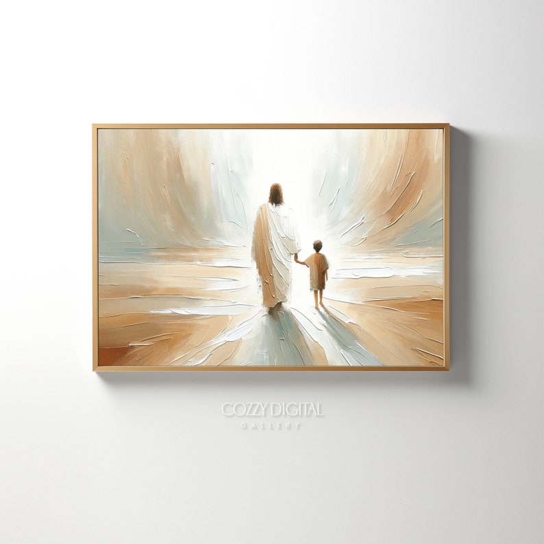 Jesus Christ Walking With a Boy Walking With Jesus Bible Art Christian