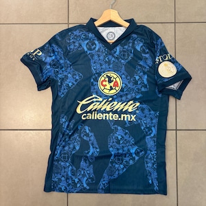 Club America Blue Player Version Jersey with Patches - High-Quality Design
