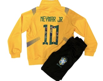 Neymar Brazil Kids Soccer Tracksuit Yellow Home Jersey