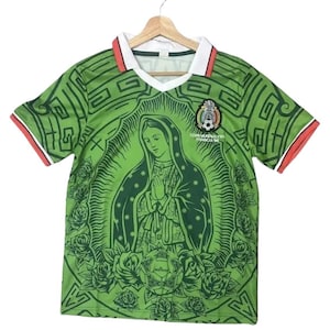 Mexico Virgen de Guadalupe Limited Edition Adult Soccer Jersey Green with Red Trim Unique Design
