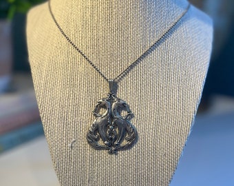 Double Griffin Sterling Silver Necklace