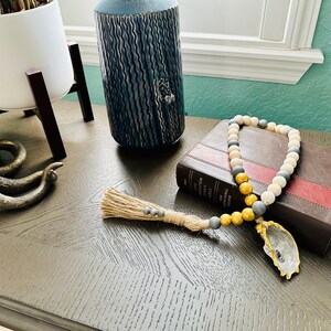 Open Ended Blessing Beads with Oyster Shell and Tassel, Gratitude Beads, Prayer Beads, Welcome Beads, Coastal Beach Decor, Oyster Decor