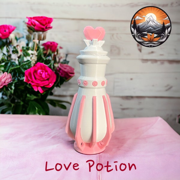 Love Potion Bottle - 3D Printed Romantic Gift - Valentine’s Day Decor Vial - Custom Colors Love Elixir - Unique Proposal Container