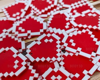 8-Bit Heart Keychain: 3D Printed Pixel Love Charm