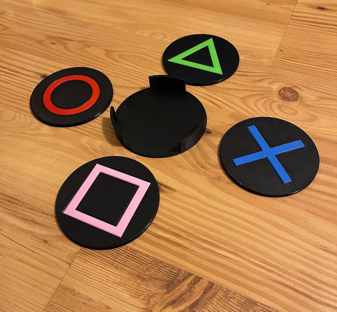 Playstation Drink Coaster Set Gaming Coasters Retro Gaming 3D Printed