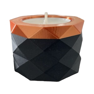 Elegant Geometric Tealight Holder with Accent Color - Modern Candle Holder for Home Décor