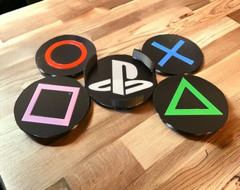 3D Printed PS Coaster Set: Retro Gamer Decor