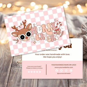 Dziękuję za biznes świąteczny, wydruk świąteczny, wkładka do pakietu sezonowego, podziękowanie Etsy, wykonane z miłości, szablon Canva, edytowalne podziękowanie