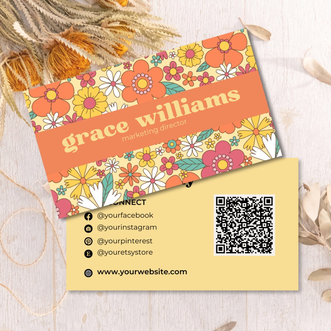 Retro Business Card Template DIY Printable Business Card Etsy