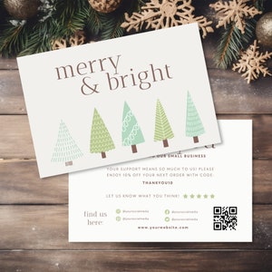 Boho Urlaub Danke, Weihnachten druckbar, saisonale Beipackzettel, mit Liebe gemacht, Etsy Danke, bearbeitbar Danke, Canva Template