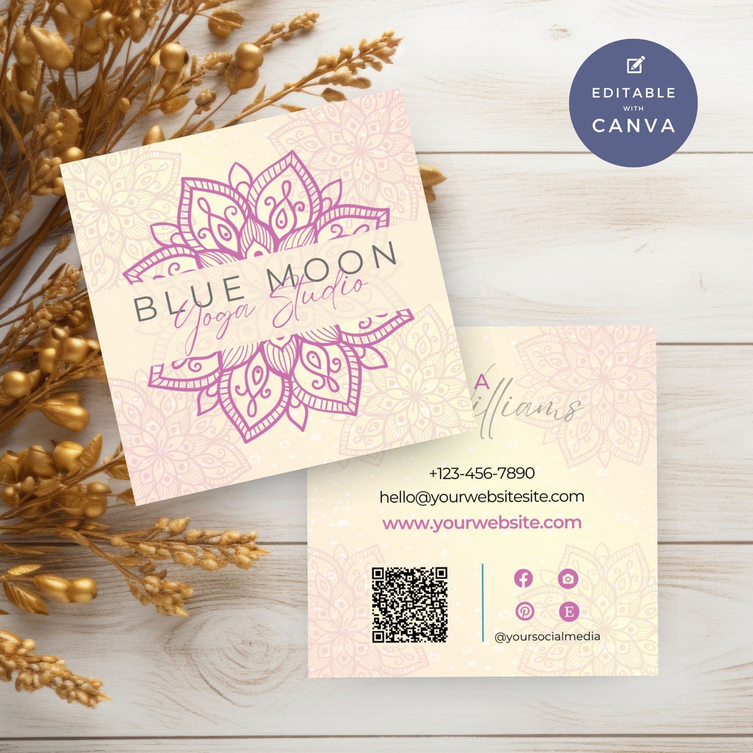 DIY Printable Business Card, Square Business Card, Boho Business Card