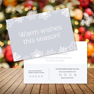 Boho Weihnachten Danke, Urlaub druckbar, saisonale Beipackzettel, mit Liebe gemacht, Etsy Danke, bearbeitbar Danke, Canva Template