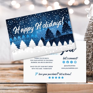 Boho Weihnachten Danke, Urlaub druckbar, saisonale Beipackzettel, mit Liebe gemacht, Etsy Danke, bearbeitbar Danke, Canva Template