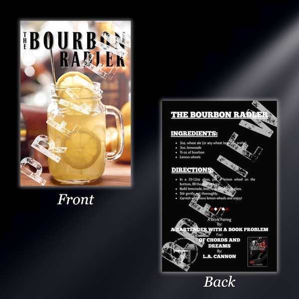 Drink Card - The Bourbon Radler - Drink Review - Of Chords & Dreams - Book Art - L.A. Cannon - Bookish Items - Book Swag