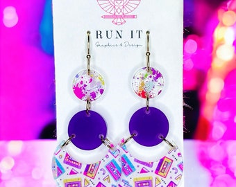 80s Theme Dangle Earrings