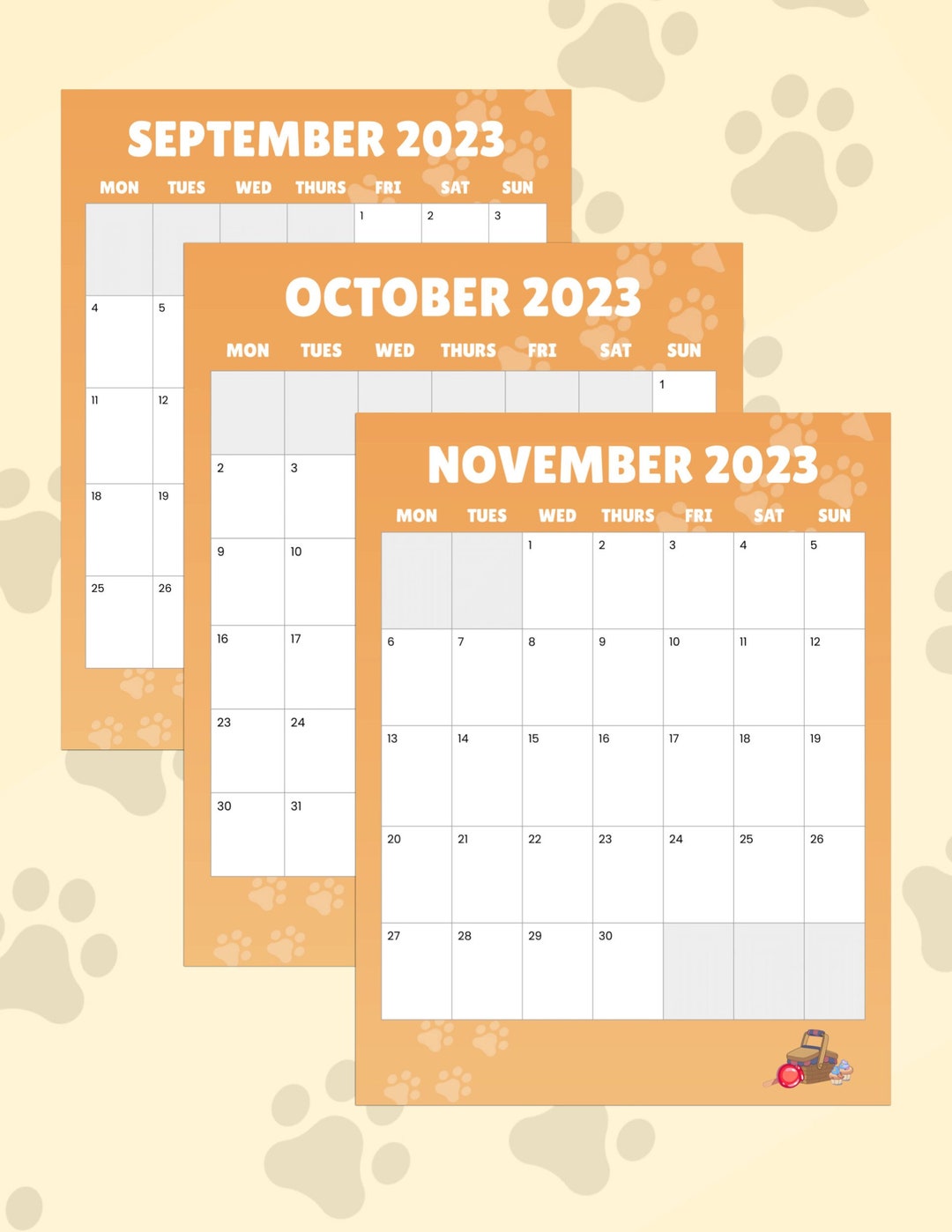 Red Heeler Inspired Printable Calendar Monthly Printable Etsy