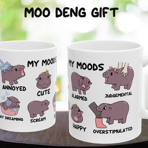 Moo Deng Mug Cute Baby Hippo Moo Deng Gift Moo Deng Fan Cute Hippo Moo Deng Coffee Mug Cute Moo Deng Hippo Lover Gift Work Bestie Gift