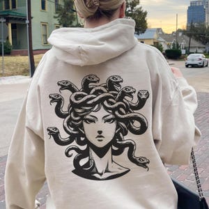Medusa Snake Face Hoodie Medusa Gift Greek Goddess Gothic Hoodie Greek Mythology gift Subtle Political Resist Feminist Hoodie Medusa Sweater