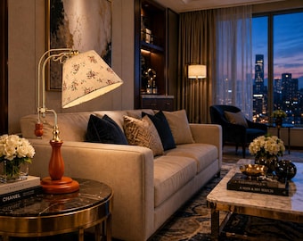 Vintage Wood Table Lamp, Fabric Shade Bedside Lamp, European Style Desk Lamp, Luxury Bedroom Nightstand Lamp, Home Office Reading Light